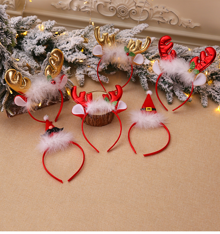 Christmas Decorations Fluff Antlers Bell Head Buckle Headband Headband Head Ornaments Children's Party Party Party Dress up