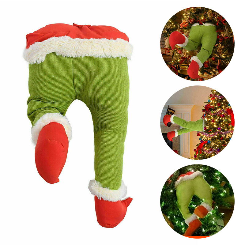 Christmas Decorative Velvet Plush Doll Toy Corduroy Christmas Elf Doll Christmas Pendant Dress up Fake Legs