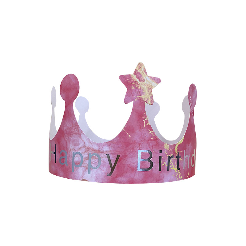 Crown Children Adult Birthday Paper Cap Gradient Pink Star Cap Birthday Party in Stock Wholesale