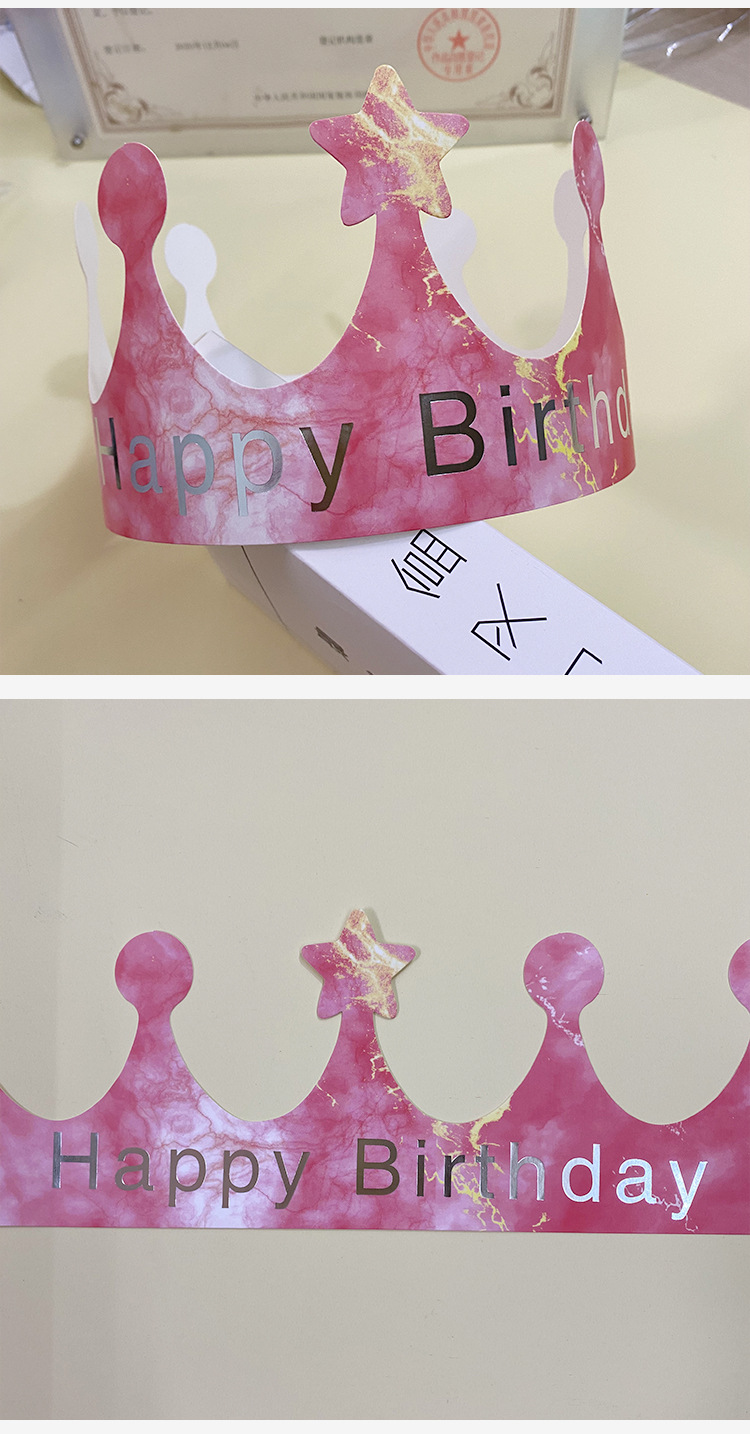 Crown Children Adult Birthday Paper Cap Gradient Pink Star Cap Birthday Party in Stock Wholesale