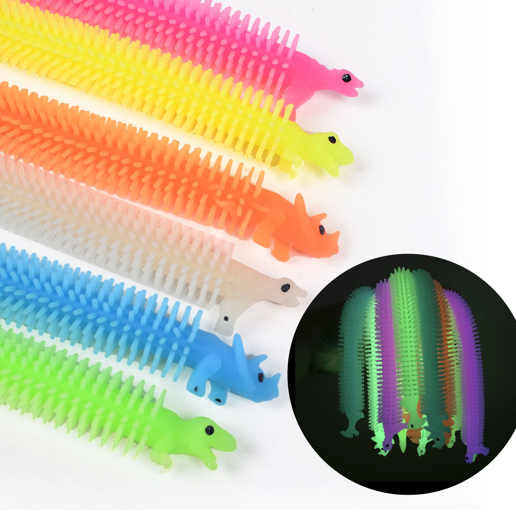 Tiktok Hot Toy TPR Luminous Dinosaur Lala Lecon Yi Bracelet Pull Pull Music Cartoon Vent Pulling Rope