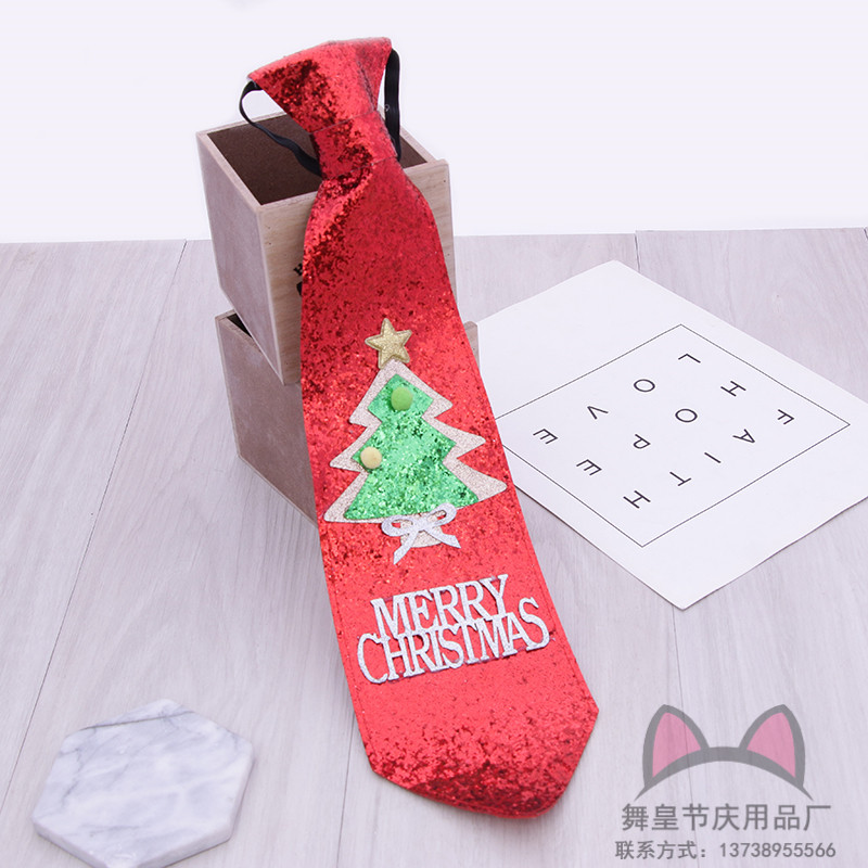 Christmas Decorations Tie Bow Tie Personalized Cartoon Christmas Tree Red Necktie Accessories Holiday Dress up