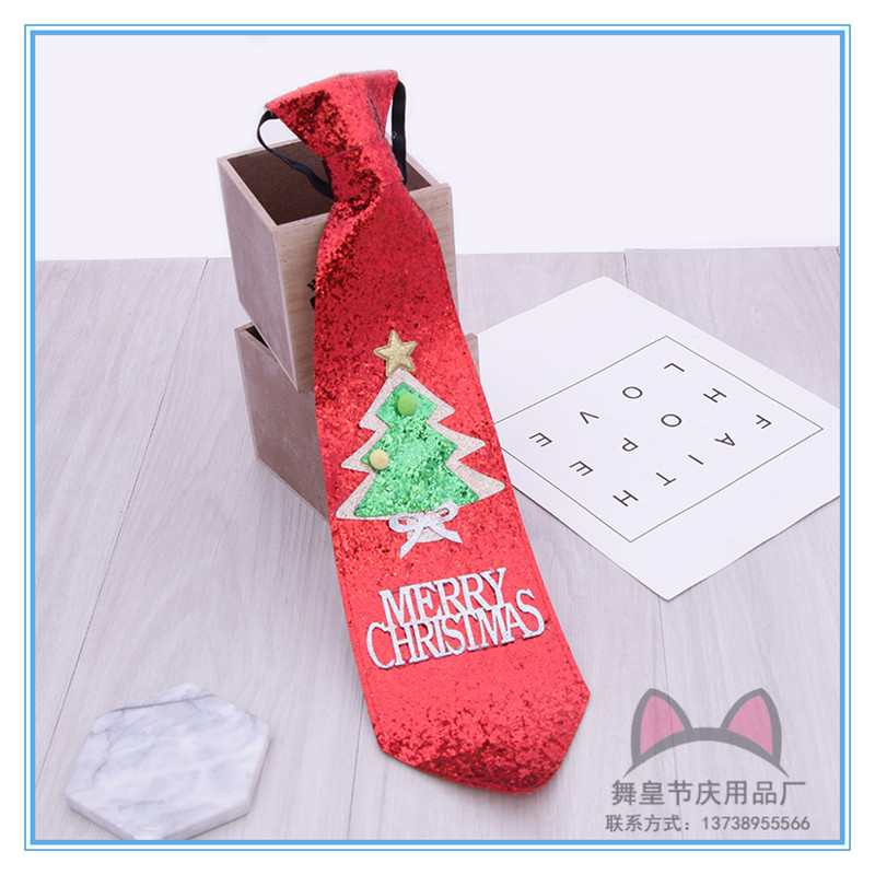 Christmas Decorations Tie Bow Tie Personalized Cartoon Christmas Tree Red Necktie Accessories Holiday Dress up