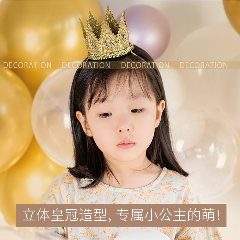 European and American New Children&#039;s Crown Hair Band Baby Hair Band Birthday Party Headdress Upgrade Can&#039;t Drop Rhinestone Hair Generation