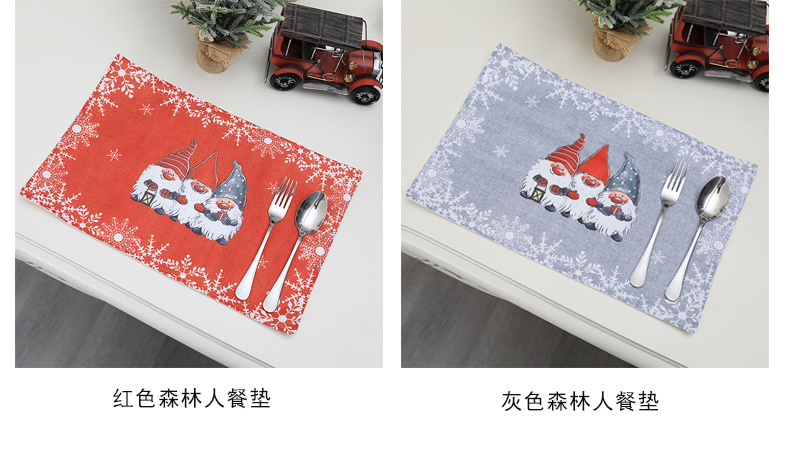 New Christmas Decorations European and American Style Cartoon Forester Placemat Holiday Hotel Home Restaurant Tableware Dress up