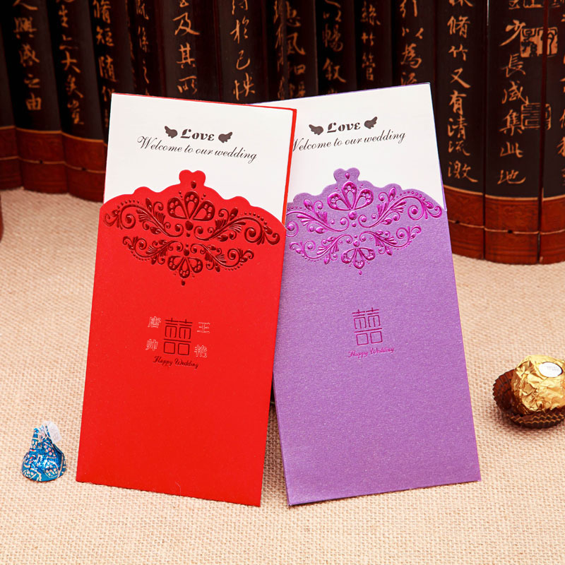 European red and purple crown wedding invitation CARDS wholesale customization