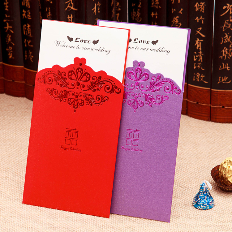 European red and purple crown wedding invitation CARDS wholesale customization