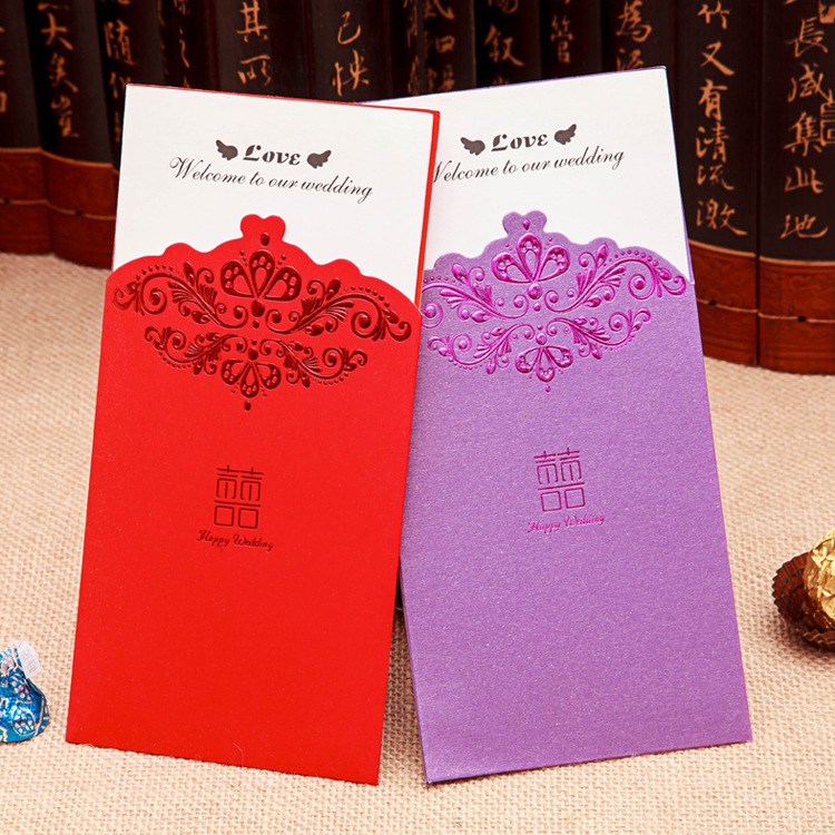 European red and purple crown wedding invitation CARDS wholesale customization