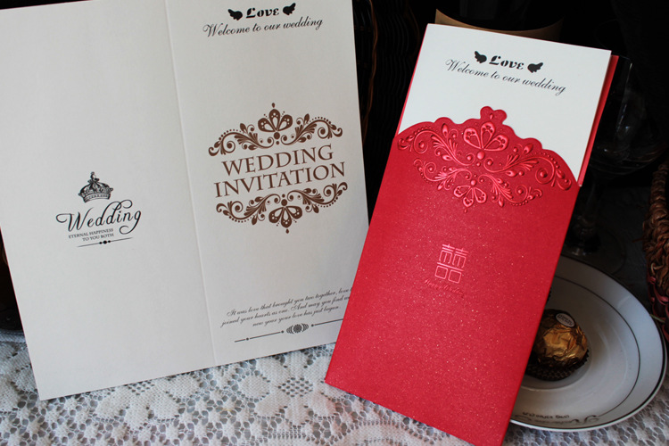 European red and purple crown wedding invitation CARDS wholesale customization