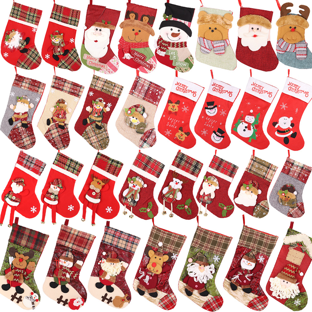 Christmas Gift Socks Adult Christmas Children Candy Socks Christmas Tree Hanging Decoration Scene Dress up Home Party Decoration