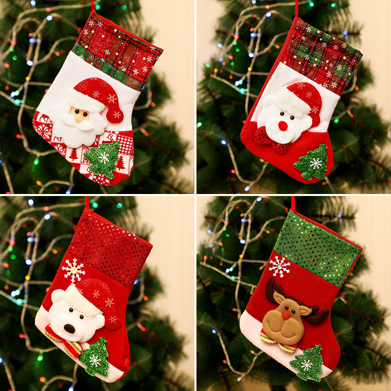 Christmas Gift Socks Adult Christmas Children Candy Socks Christmas Tree Hanging Decoration Scene Dress up Home Party Decoration