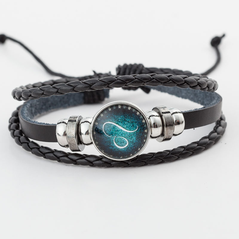 Taobao Hot Sales Luminous Twelve Constellation Leather Bracelet DIY Time Stone Beaded Weave Bracelet Factory Direct Sales Taobao Hot Sales Luminous Twelve Constellation Leather Bracelet DIY Time Stone Beaded Weave Bracelet Factory Direct Sales