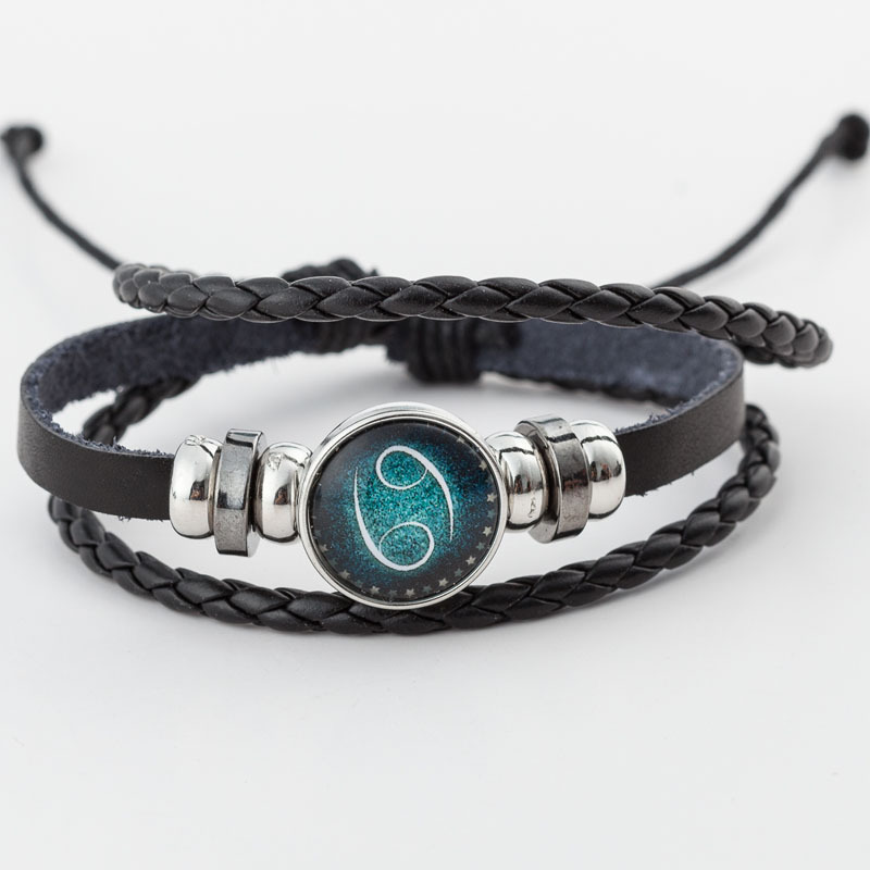 Taobao Hot Sales Luminous Twelve Constellation Leather Bracelet DIY Time Stone Beaded Weave Bracelet Factory Direct Sales Taobao Hot Sales Luminous Twelve Constellation Leather Bracelet DIY Time Stone Beaded Weave Bracelet Factory Direct Sales