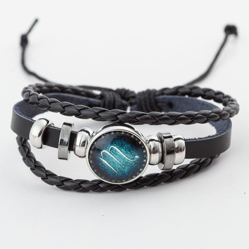 Taobao Hot Sales Luminous Twelve Constellation Leather Bracelet DIY Time Stone Beaded Weave Bracelet Factory Direct Sales Taobao Hot Sales Luminous Twelve Constellation Leather Bracelet DIY Time Stone Beaded Weave Bracelet Factory Direct Sales