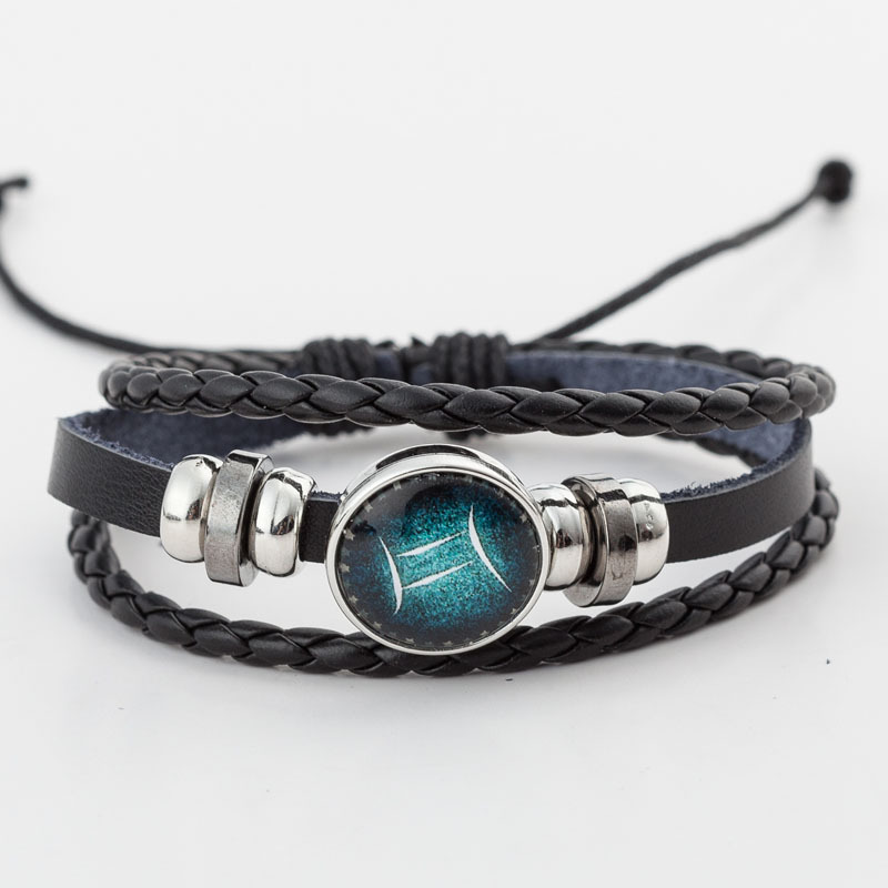 Taobao Hot Sales Luminous Twelve Constellation Leather Bracelet DIY Time Stone Beaded Weave Bracelet Factory Direct Sales Taobao Hot Sales Luminous Twelve Constellation Leather Bracelet DIY Time Stone Beaded Weave Bracelet Factory Direct Sales