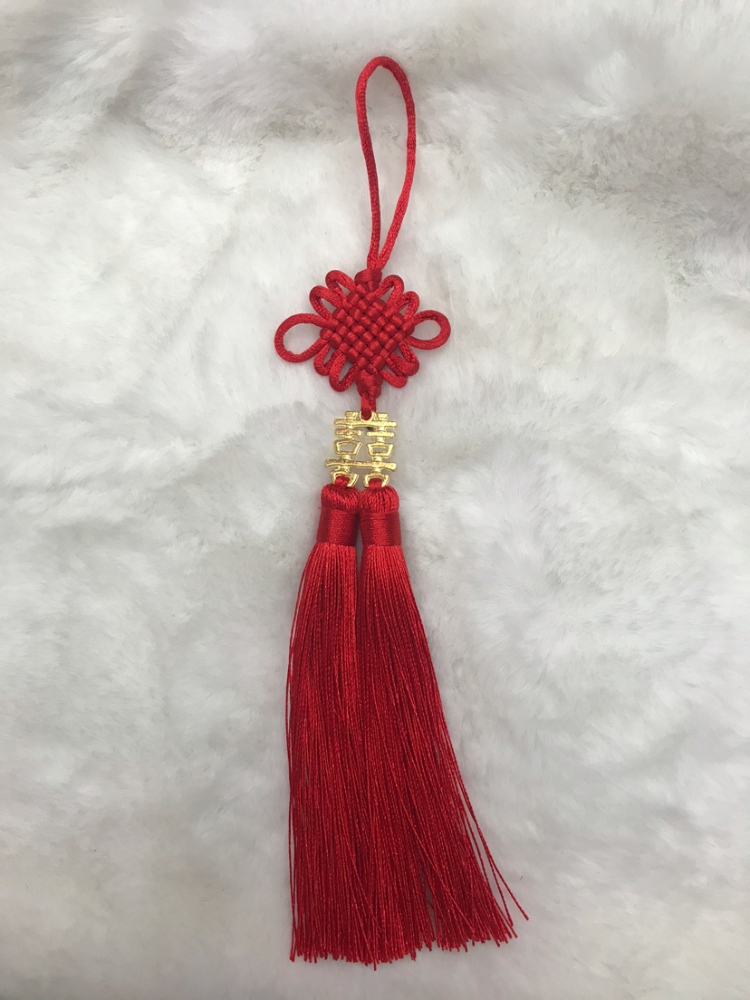 Double Happiness Chinese Knot Small Pendant High-End Invitation Card Red Envelope Decoration Chinese Knot Tassel Xi Character Chinese Knot