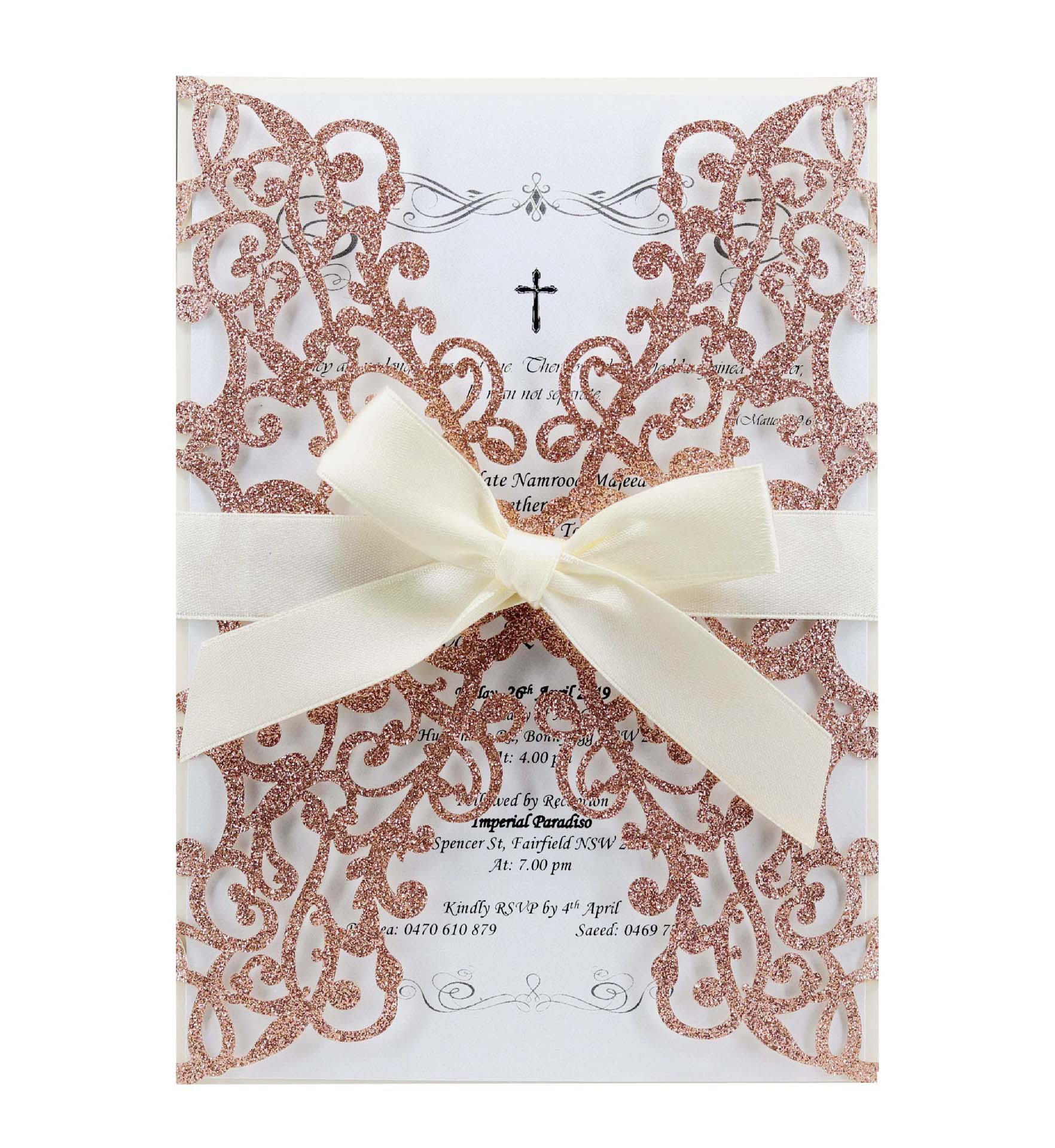 Glitter Paper Dusting Powder Sapphire Blue Thanksgiving Invitation Greeting Card Laser Hollow Invitation Card