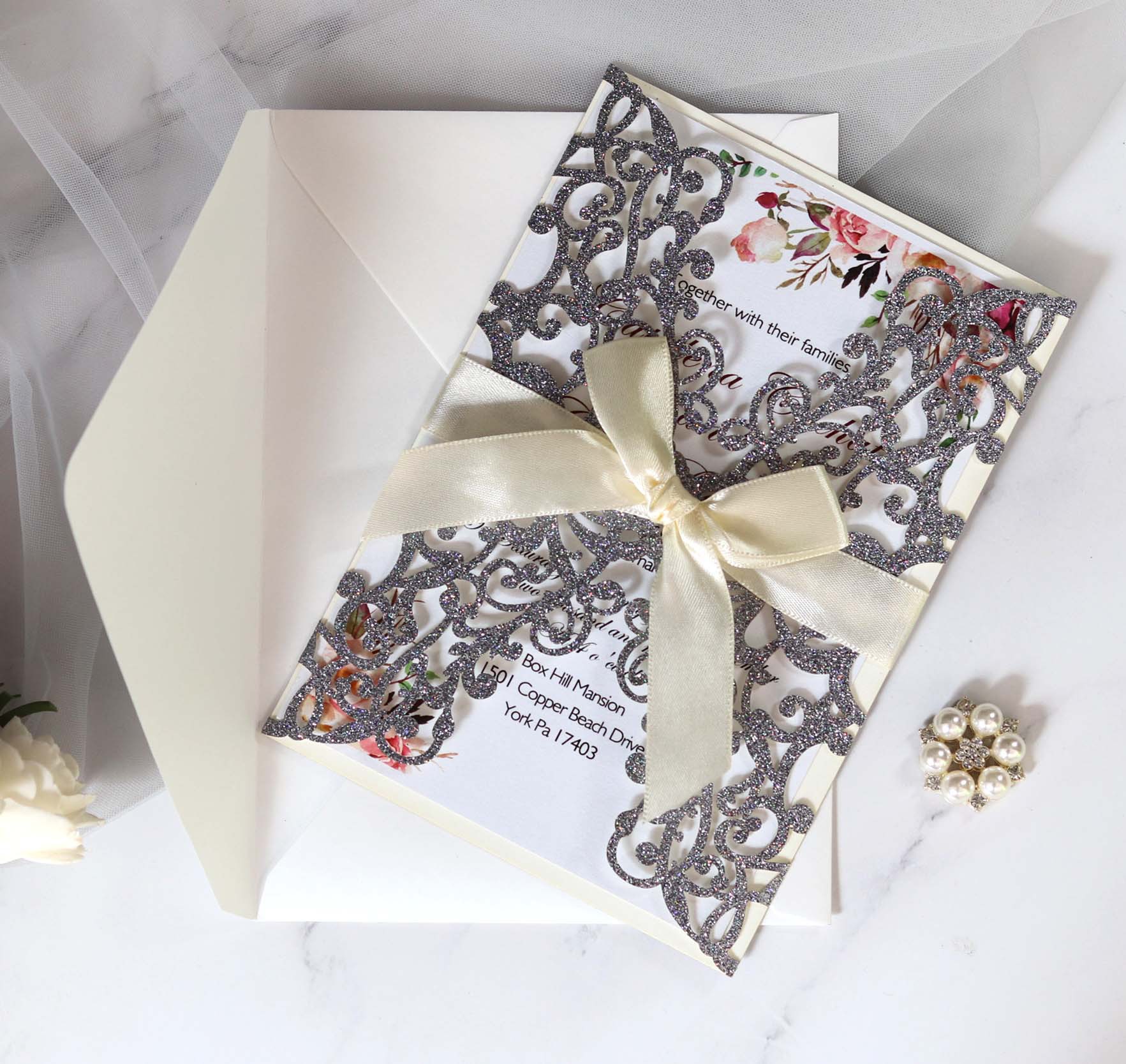 Glitter Paper Dusting Powder Sapphire Blue Thanksgiving Invitation Greeting Card Laser Hollow Invitation Card Glitter Paper Dusting Powder Sapphire Blue Thanksgiving Invitation Greeting Card Laser Hollow Invitation Card