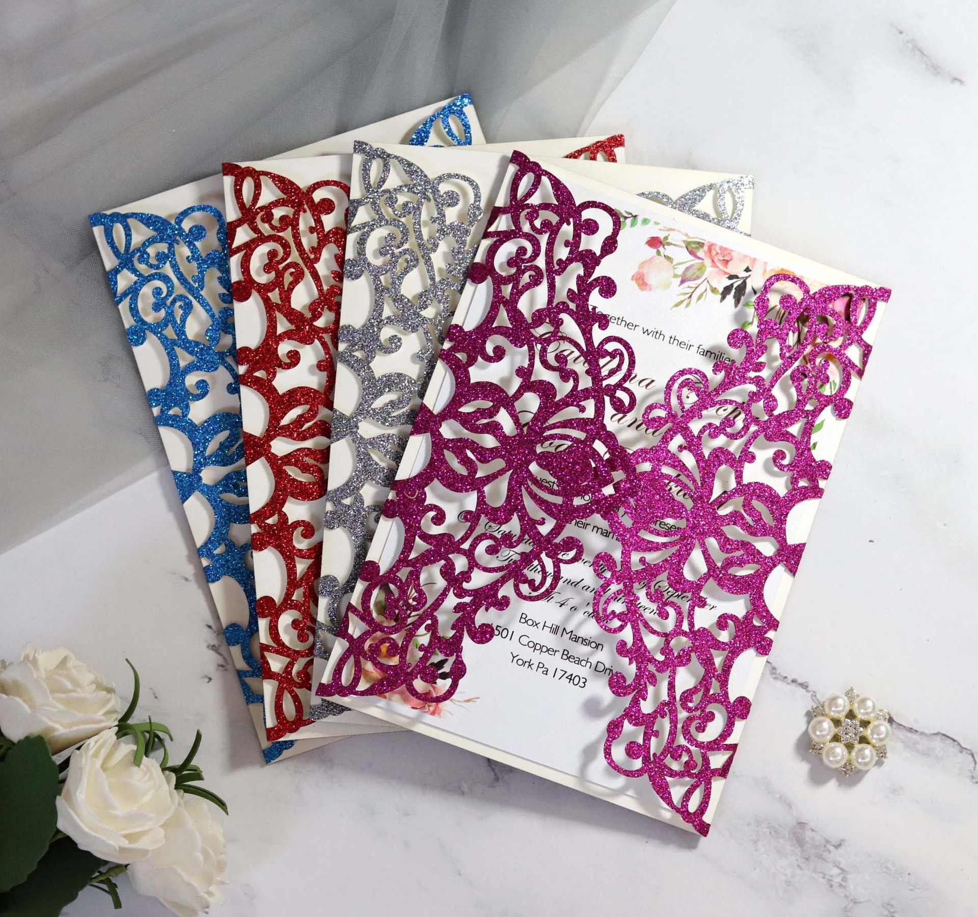 Glitter Paper Dusting Powder Sapphire Blue Thanksgiving Invitation Greeting Card Laser Hollow Invitation Card Glitter Paper Dusting Powder Sapphire Blue Thanksgiving Invitation Greeting Card Laser Hollow Invitation Card