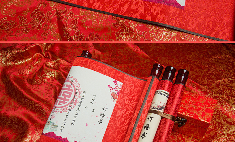 Order Marriage Certificate Marriage Certificate Scroll Wedding Oath Guarantee Letter Wannianhong Chinese Style Handwritten Creative Republic of China Invitation Card