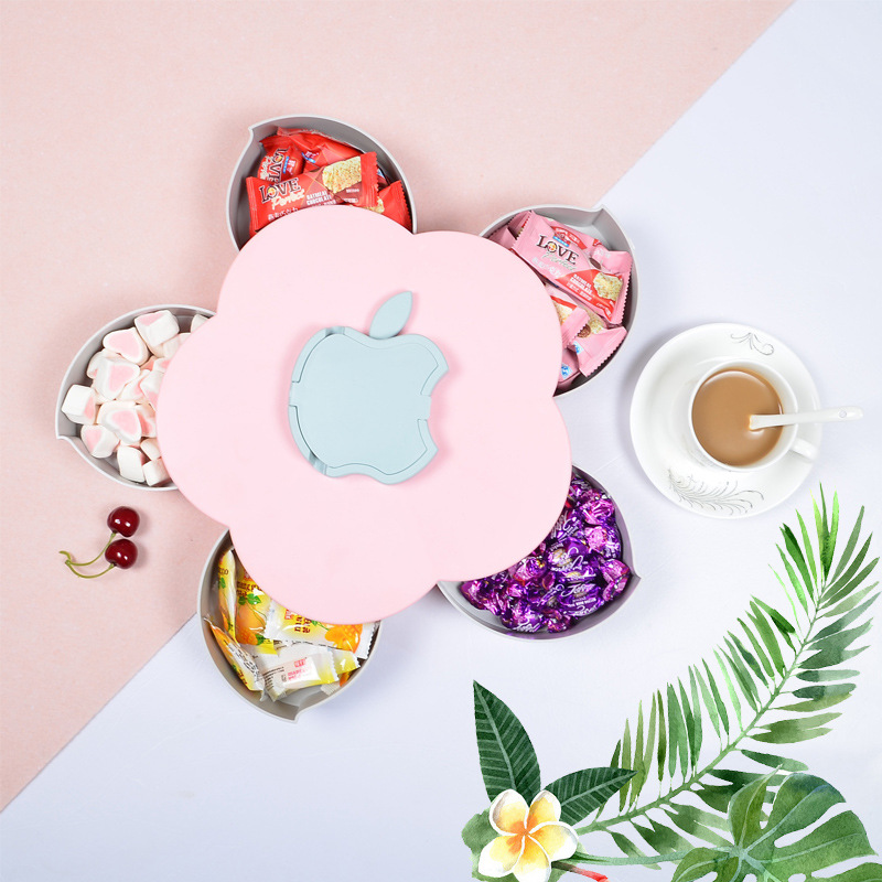 Nordic Style Rotating Fruit Box European Style Candy Box Fruit Box Living Room Dried Fruit Box Fruit Box Fruit Plate with Lid Nut Box Fruit Box