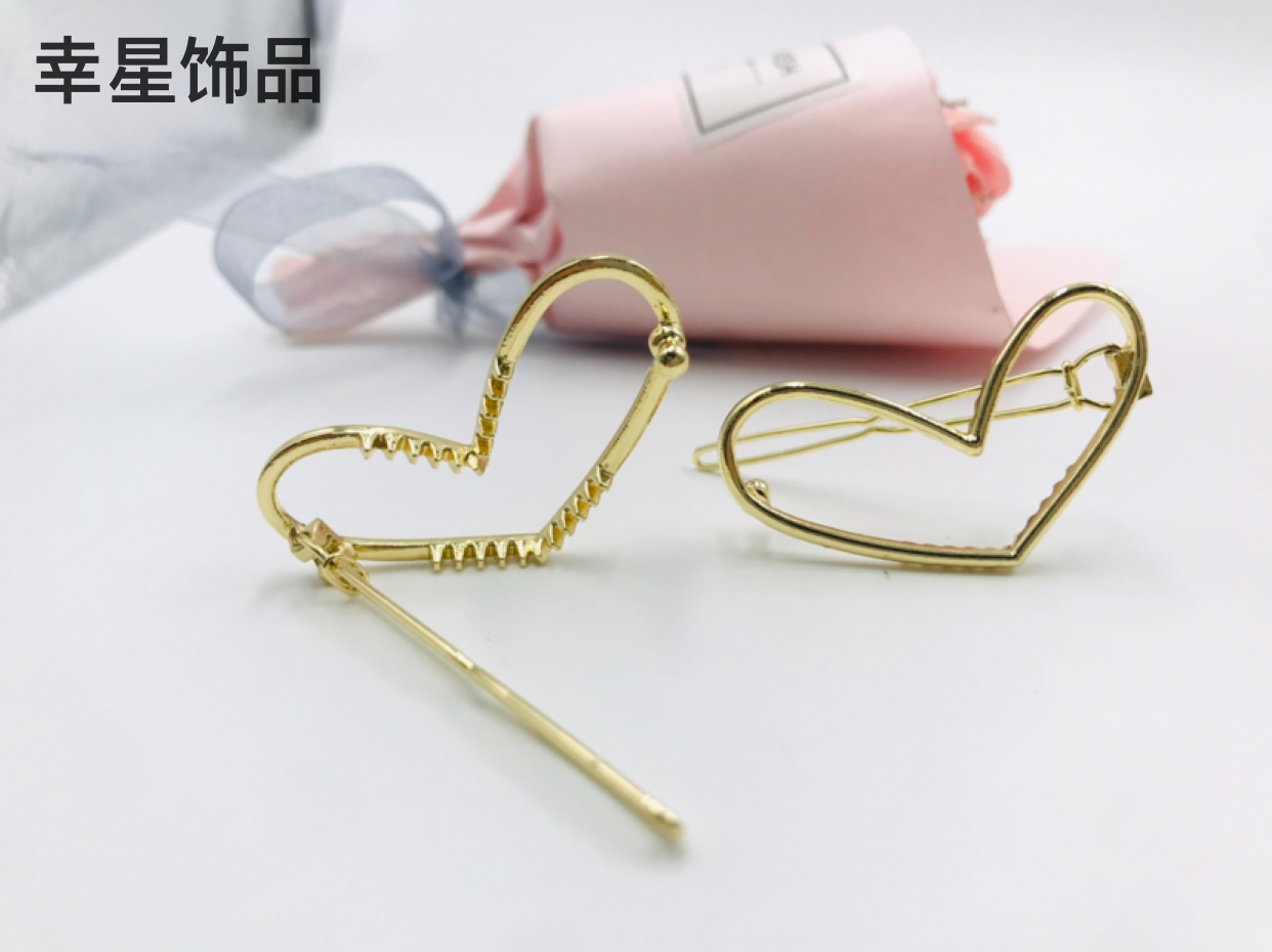 Simple Hair Clip Clasp Bang Clip Top Clip Side Clip Metal Hollow Geometric Triangle Back Head Frog Buckle Headdress