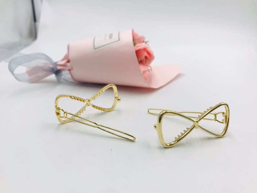Simple Hair Clip Clasp Bang Clip Top Clip Side Clip Metal Hollow Geometric Triangle Back Head Frog Buckle Headdress