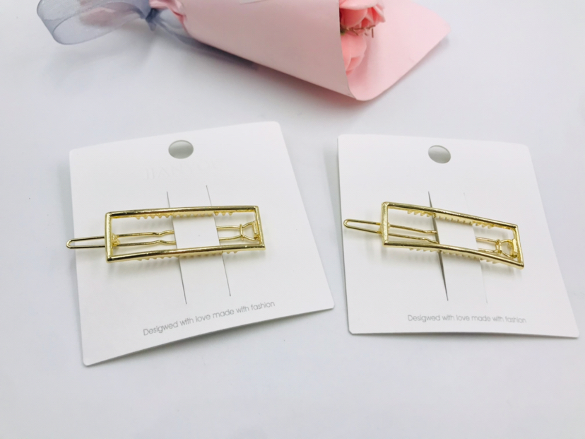 Simple Hair Clip Clasp Bang Clip Top Clip Side Clip Metal Hollow Geometric Triangle Back Head Frog Buckle Headdress