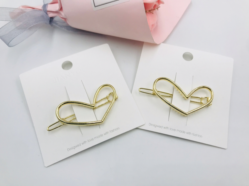 Simple Hair Clip Clasp Bang Clip Top Clip Side Clip Metal Hollow Geometric Triangle Back Head Frog Buckle Headdress