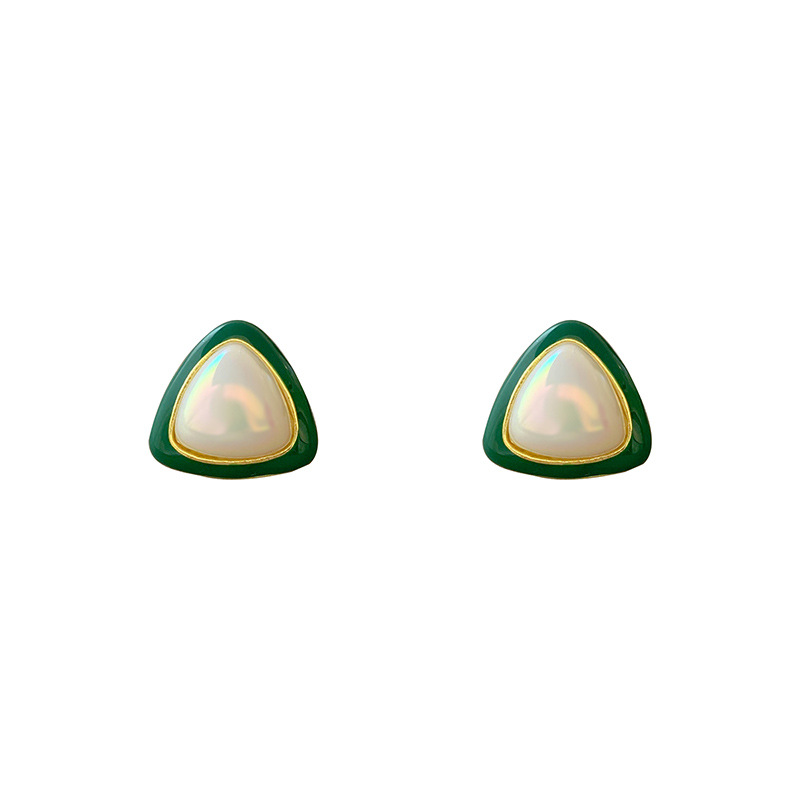 Yi Ke Geometric Triangle Pearl Silver Stud Earrings Female Design Sense Earrings 2022 New Trendy Korean Earrings
