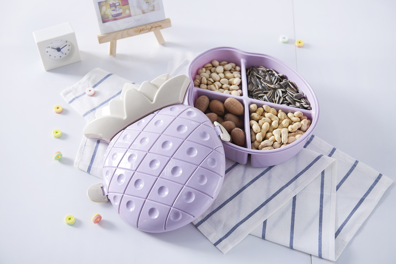 Pineapple Fruit Shape Candy Box Compartment with Lid Dried Fruit Tray Cute Home Fashion Dried Fruit Box Pineapple Fruit Shape Candy Box Compartment with Lid Dried Fruit Tray Cute Home Fashion Dried Fruit Box