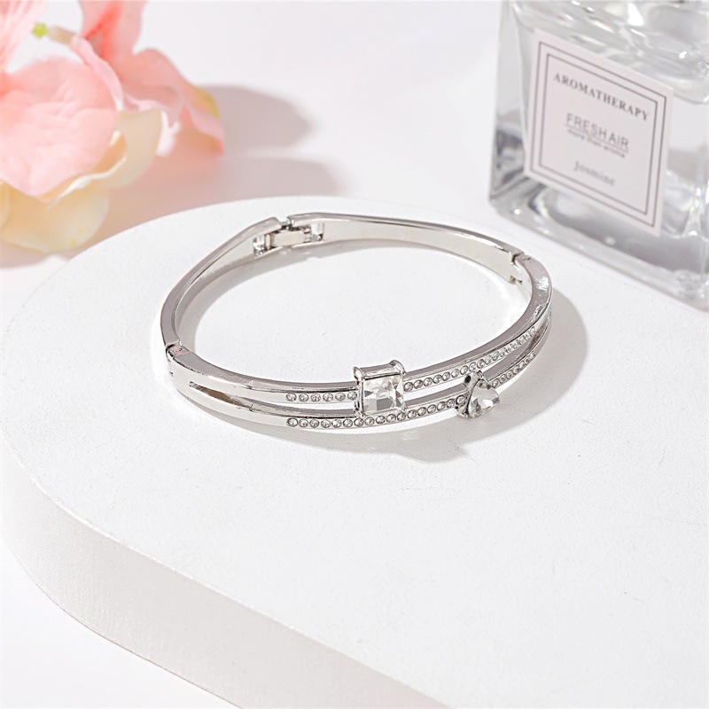 Japanese and Korean Personalized and Small Fresh Double-Layer Diamond Bracelet Korean Style Sweet Simple Square Triangle Stitching Zircon Bracelet