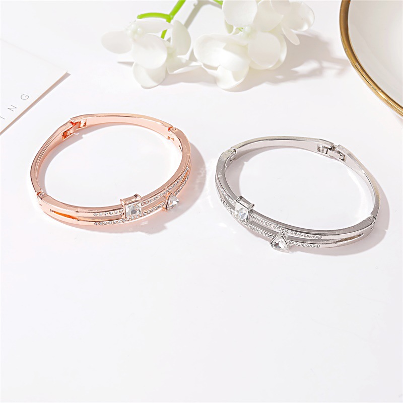 Japanese and Korean Personalized and Small Fresh Double-Layer Diamond Bracelet Korean Style Sweet Simple Square Triangle Stitching Zircon Bracelet