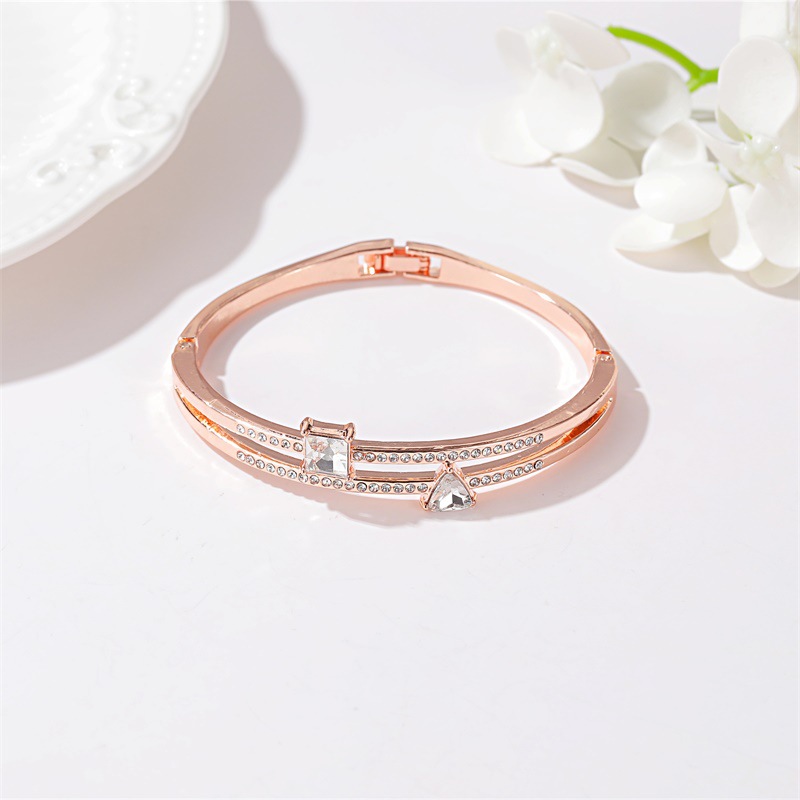 Japanese and Korean Personalized and Small Fresh Double-Layer Diamond Bracelet Korean Style Sweet Simple Square Triangle Stitching Zircon Bracelet Japanese and Korean Personalized and Small Fresh Double-Layer Diamond Bracelet Korean Style Sweet Simple Square Triangle Stitching Zircon Bracelet