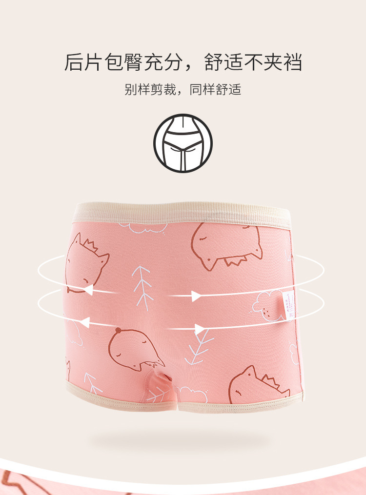 Children's Underwear Women's Pure Cotton Boxer Brief Class a Antibacterial Korean Style Cartoon Girl Triangle Children's Middle and Big Children's Boxers