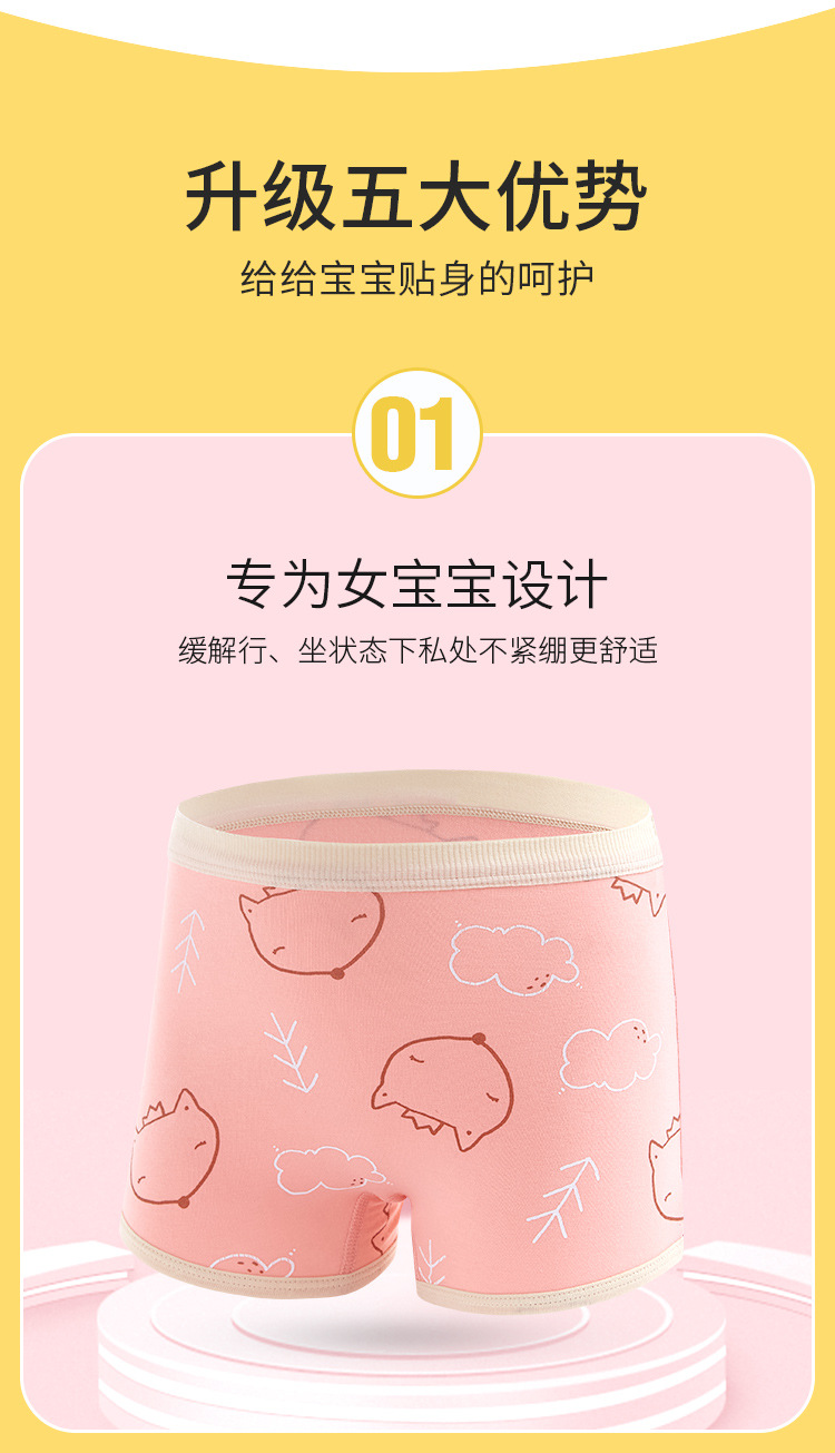 Children's Underwear Women's Pure Cotton Boxer Brief Class a Antibacterial Korean Style Cartoon Girl Triangle Children's Middle and Big Children's Boxers
