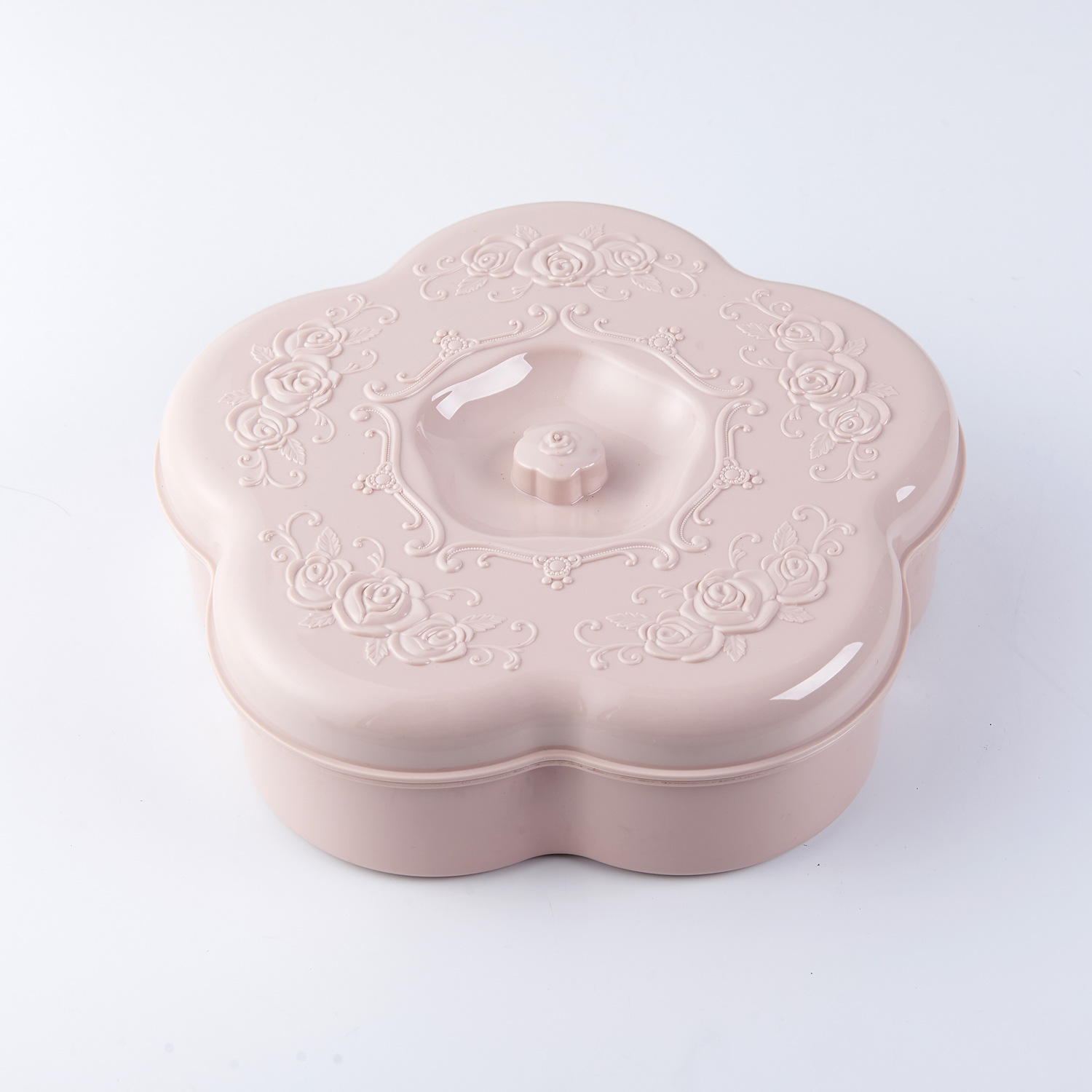 Wedding Gifts Household Grid round with Lid Candy Box Living Room Plastic Combination Dried Fruit and Melon Seeds Fruit Plate