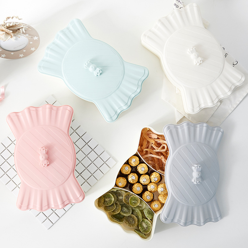 Modern Creative Dried Fruit Box Grid with Lid Nut Box Candy Box Household Living Room Coffee Table Melon Seeds Snack Dried Fruit Plate