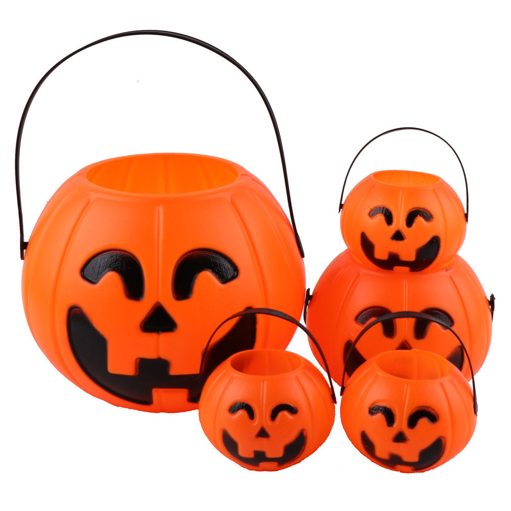 60G Halloween Ghost Festival Pumpkin Lamp Bar Cloth Yard Dress up Children Candy Box Portable Pumpkin Bucket Pumpkin Jar