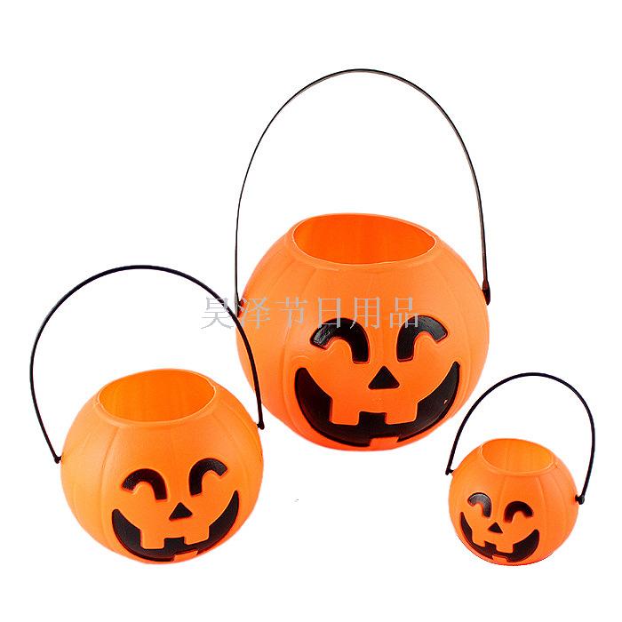 60G Halloween Ghost Festival Pumpkin Lamp Bar Cloth Yard Dress up Children Candy Box Portable Pumpkin Bucket Pumpkin Jar