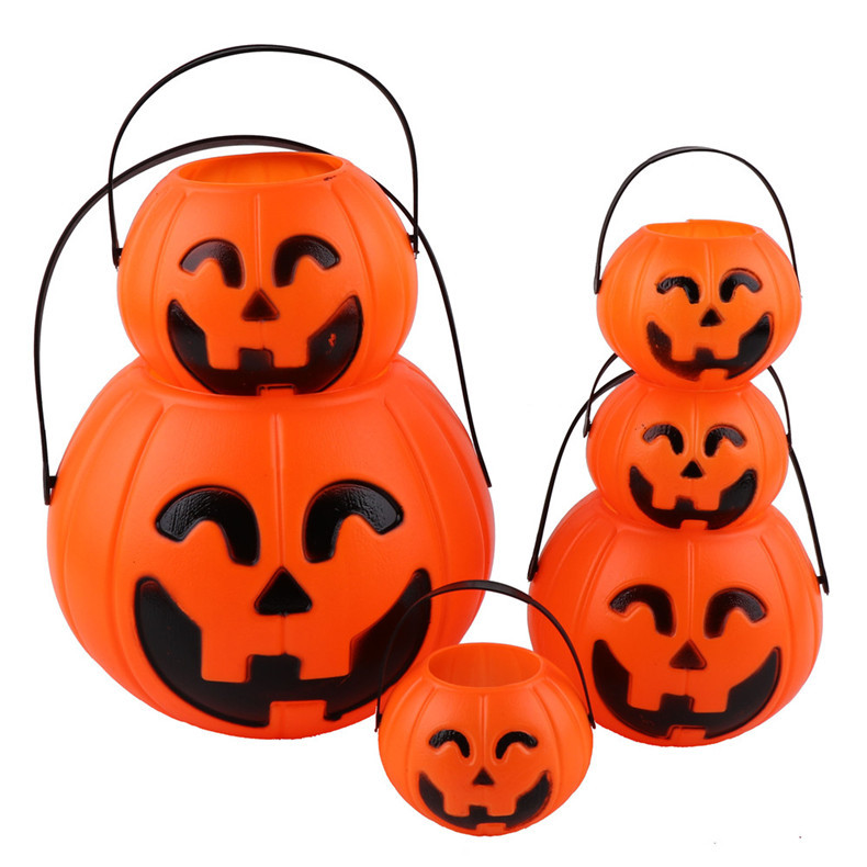 60G Halloween Ghost Festival Pumpkin Lamp Bar Cloth Yard Dress up Children Candy Box Portable Pumpkin Bucket Pumpkin Jar