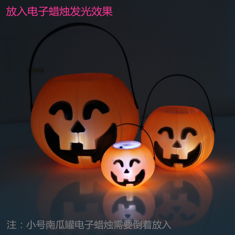 60G Halloween Ghost Festival Pumpkin Lamp Bar Cloth Yard Dress up Children Candy Box Portable Pumpkin Bucket Pumpkin Jar