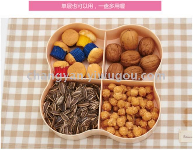 Square stacked double four - cell candy box sealed green new year dried fruit candy box wedding box from the grant