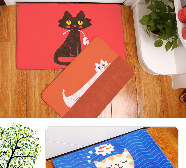 Amazon Cross-Border Flannel Watercolor Triangle Geometric Living Room Bedroom Non-Slip Floor Mat One Piece Dropshipping Processing Wholesale