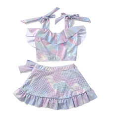 2020 new children's swimsuit tie-dye baby Daisy baby baby baby baby one-piece triangle swimming suit and hat