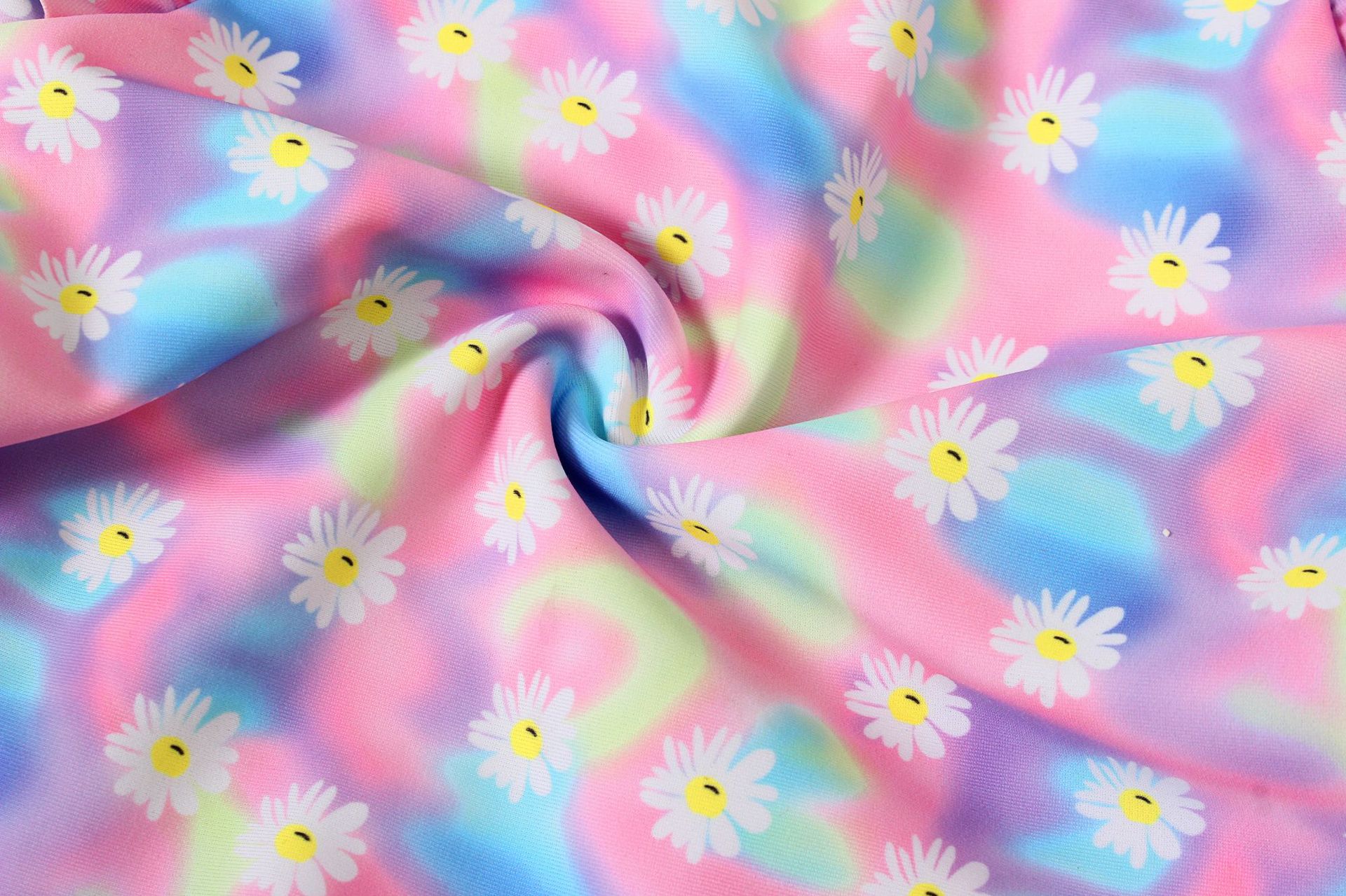 2020 new children's swimsuit tie-dye baby Daisy baby baby baby baby one-piece triangle swimming suit and hat