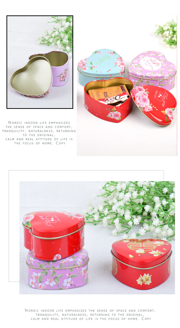New Creative Wedding Tinplate Wedding Candies Box Large Heart-Shaped Cigarette Gift Box Candy Box in Stock Wholesale