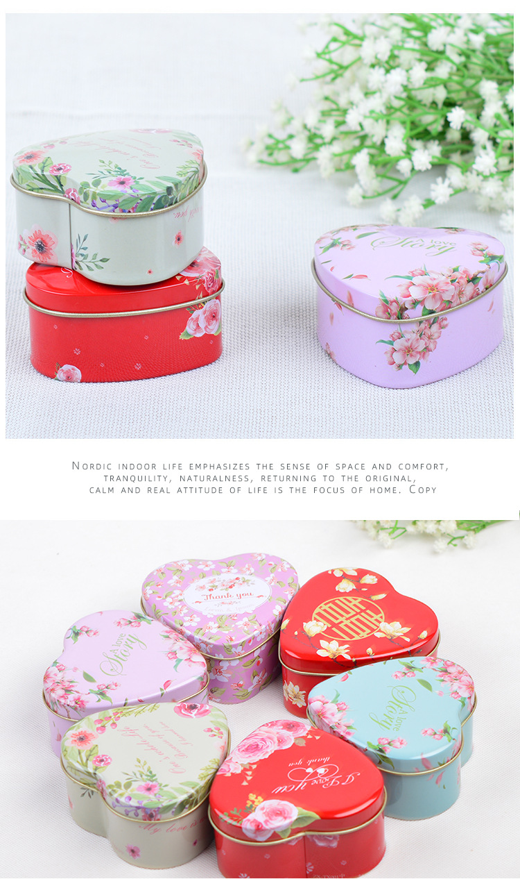 New Creative Wedding Tinplate Wedding Candies Box Large Heart-Shaped Cigarette Gift Box Candy Box in Stock Wholesale