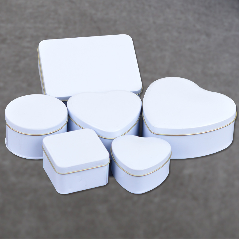 Wedding Supplies Return Gift Creative Tinplate Candy Box White Series Heart-Shaped Multiple Models Candy Box
