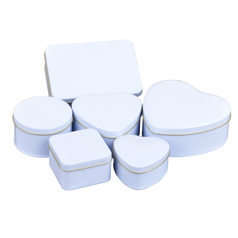 Wedding Supplies Return Gift Creative Tinplate Candy Box White Series Heart-Shaped Multiple Models Candy Box